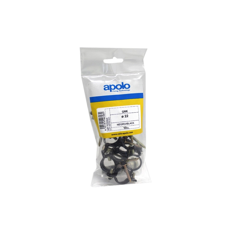 Bolsa abrazadera metálica M6 tipo GNK Ø 18 mm acero Plastificado negro
