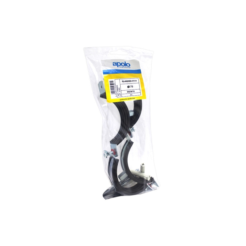 Bolsa abrazadera isofónica + Tornillo EDR M10x100 + Taco FX 12 tipo EDRN Ø 140 mm acero cincado