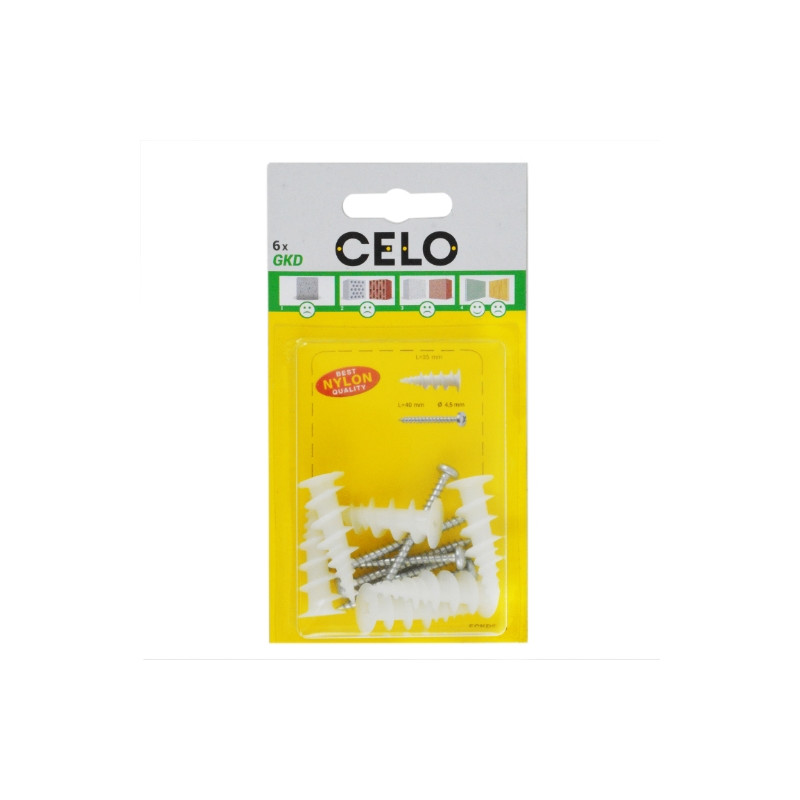 Blister Taco de nylon para cartón yeso GKD con tornillo
