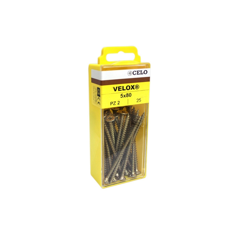 Blister torn. VELOX rosca completa cabeza avellanada impronta PZ Ø4,5x25 mm bicromatado