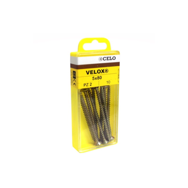 Blister torn. VELOX rosca parcial cabeza avellanada impronta PZ Ø6x120/70 mm bicromatado