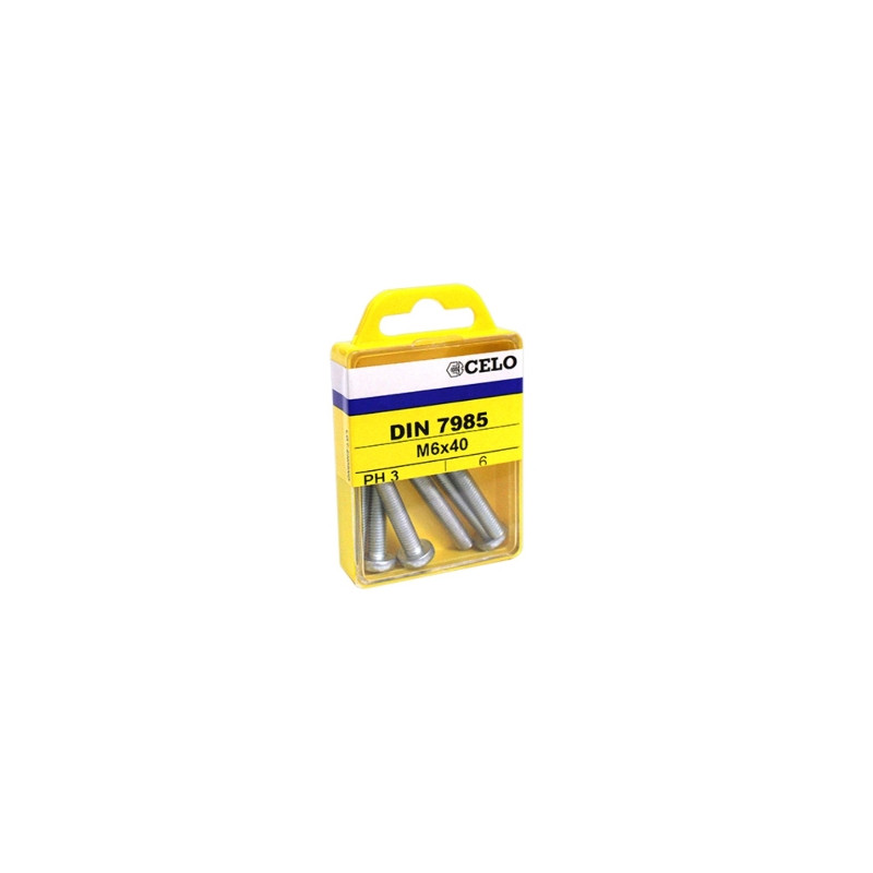 Blister torn. DIN 7985 rosca métrica cabeza alomada impronta PH M5x10 mm cincado