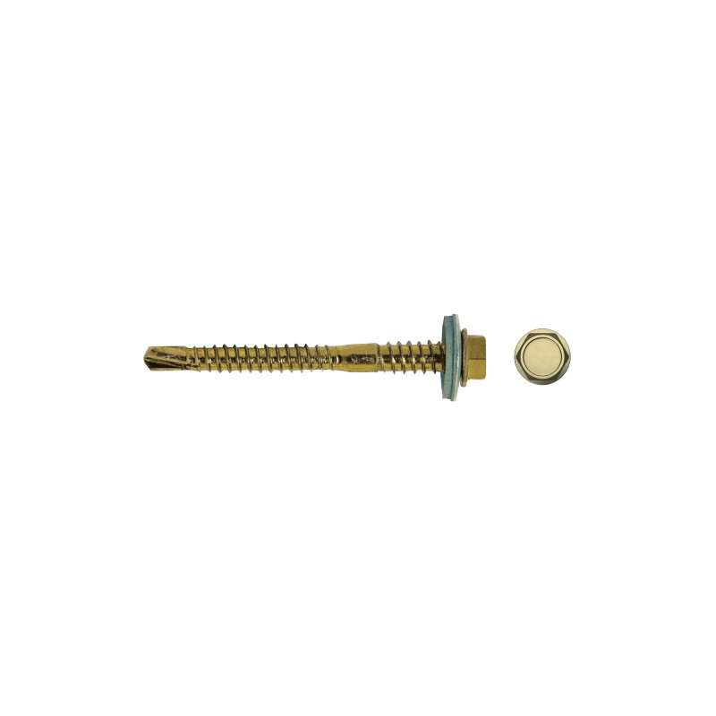Tornillo 7331 punta broca cabeza hexagonal Ø 5,5x115 mm Arandela EPDM Ø16 bicromatado