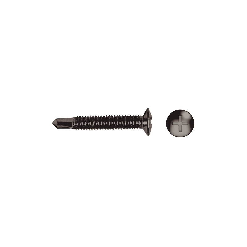 Tornillo HM punta broca cabeza gota de sebo impronta PH Ø4x19 cincado negro