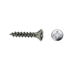 Tornillo BC bisagra cazoleta rosca madera cabeza gota sebo impronta PZ Ø3,5x15 mm Niquelado