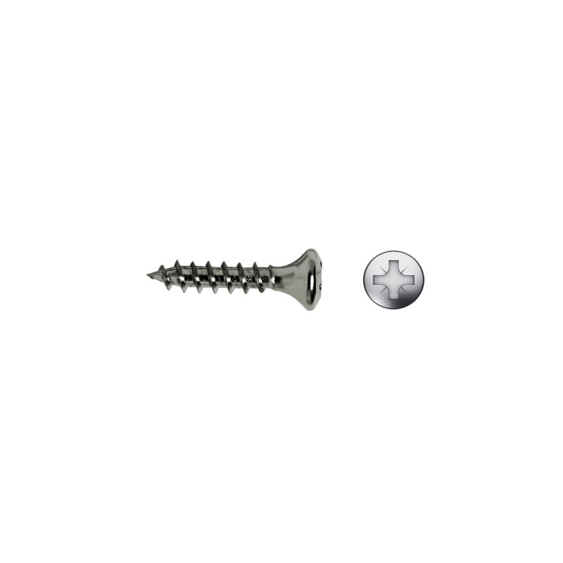 Tornillo BC bisagra cazoleta rosca madera cabeza gota sebo impronta PZ Ø4x20 mm Niquelado