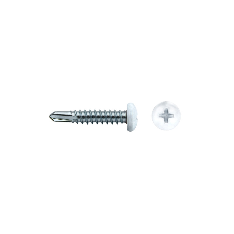 Tornillo DIN 7504N punta broca cabeza alomada impronta PH Ø4,2x13 mm Lacado blanco