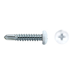 Tornillo DIN 7504N punta broca cabeza alomada impronta PH Ø4,2x19 mm Lacado blanco