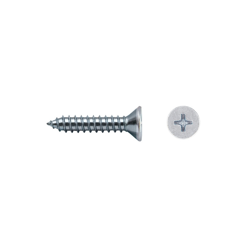 Tornillo DIN 7982 rosca chapa cabeza avellanada impronta PH Ø4,2x19 mm Lacado blanco