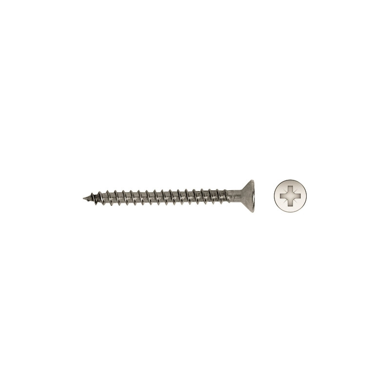 Tornillo DIN 7505A rosca madera cabeza avellanada impronta PZ Ø5x70 mm acero inox A2