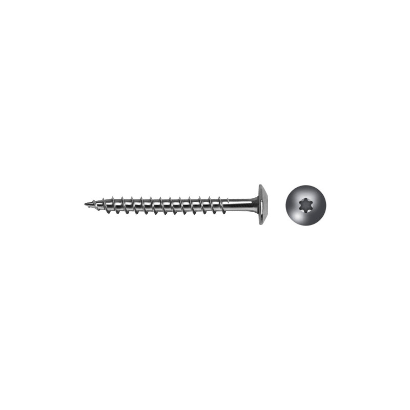 Tornillo BTW rosca madera cabeza ancha impronta TX Ø7x70 mm acero inox A2