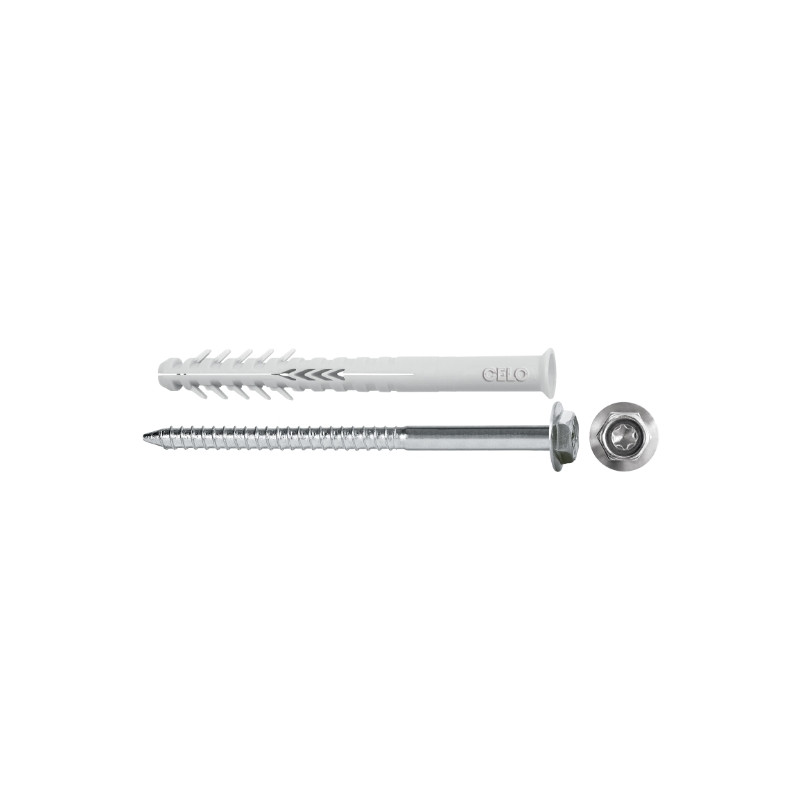 Taco largo para ladrillo hueco HBR 10-135 SSK incl. tornillo hexagonal con arandela, cincado