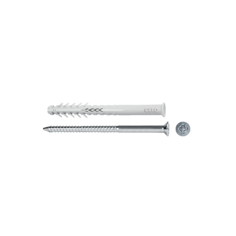 Taco largo para ladrillo hueco HBR 10-135 SSP con tornillo avellano, cincado