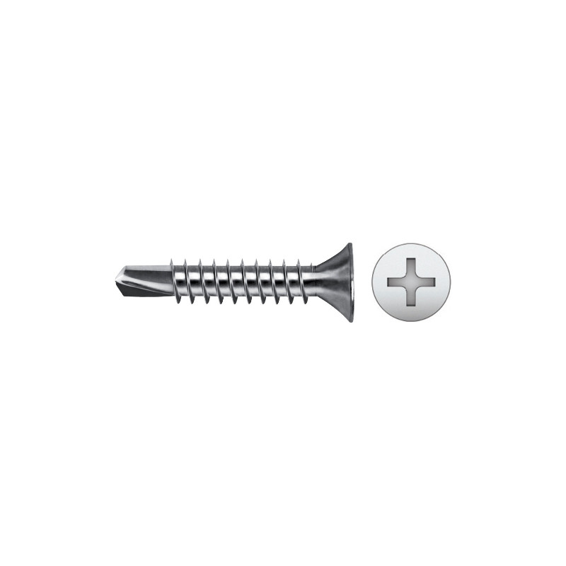 Tornillo DIN 7504P punta broca cabeza avellanada impronta PH Ø4,8x25 mm cincado