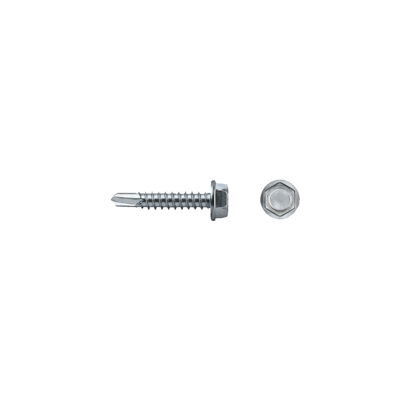 Tornillo DIN 7504K punta broca cabeza hexagonal Ø4,8x50 mm cincado