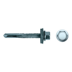 Tornillo 7331 punta broca cabeza hexagonal Ø 5,5x38 mm Arandela EPDM Ø16 cincado