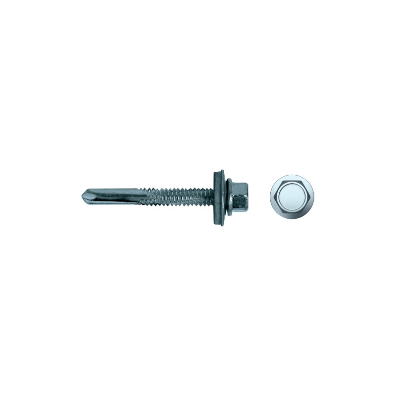 Tornillo 7331 punta broca cabeza hexagonal Ø 5,5x38 mm Arandela EPDM Ø16 cincado
