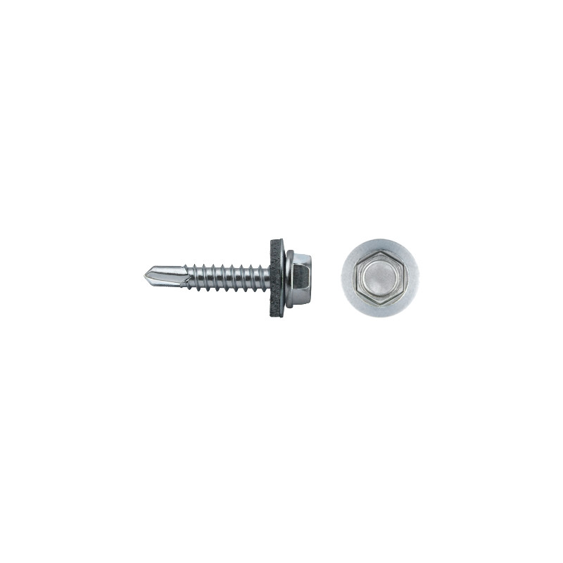 Tornillo 7301 punta broca cabeza hexagonal Ø 5,5x63 mm Arandela de EPDM Ø16 cincado