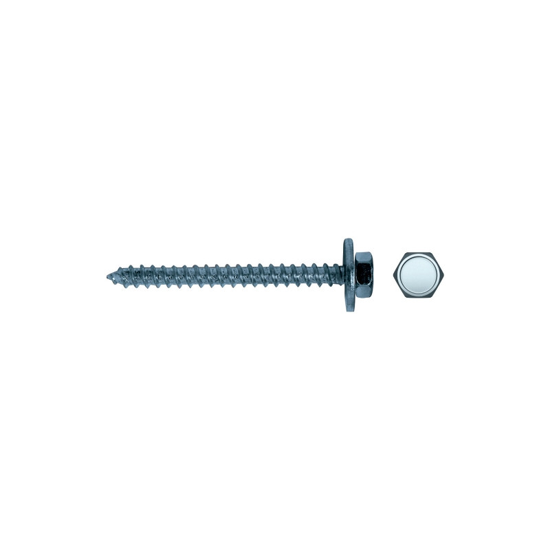 Tornillo FTX71 rosca madera cabeza hexagonal arandela imperdible Ø8 80 mm cincado