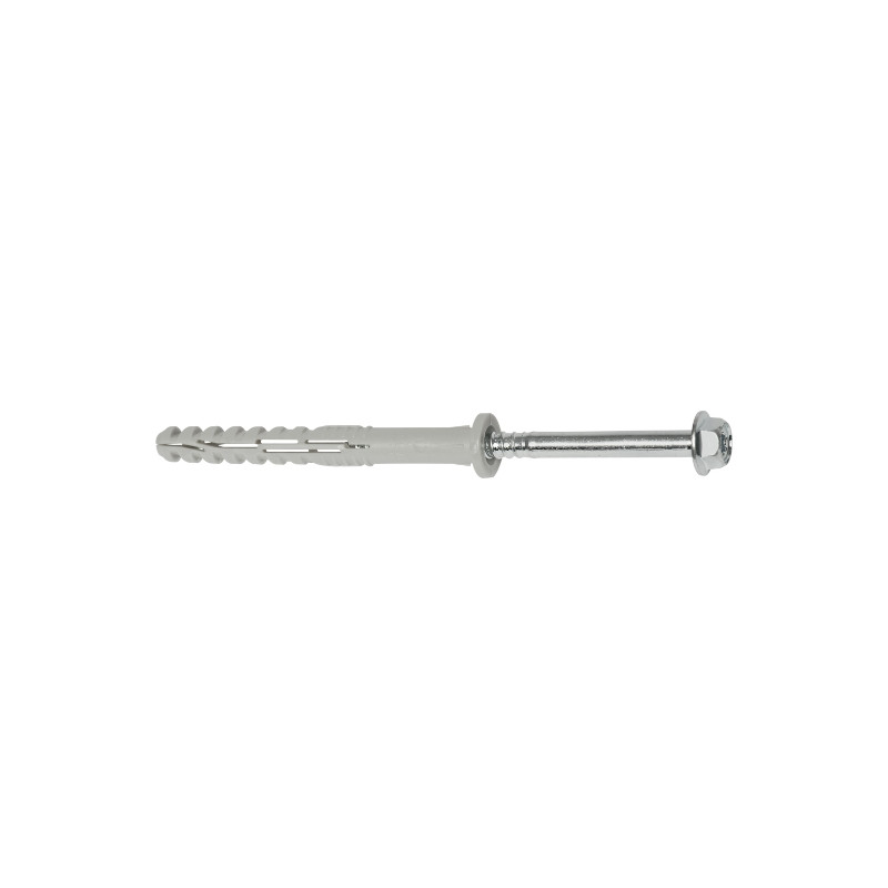 Taco largo multimaterial MFR FB 8-80 SSKS, con valona ancha, tornillo hexagonal con arandela, cincado
