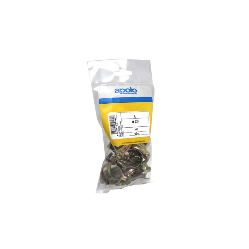 Bolsa abrazadera metálica tipo L Ø 28 mm acero bicromatado