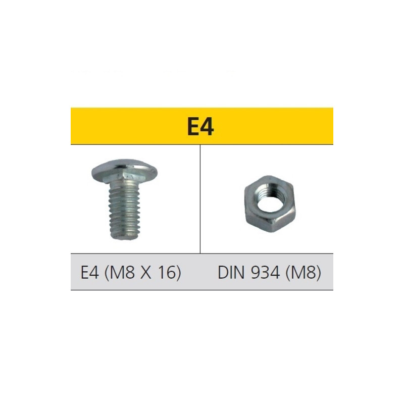 Tornillo métrico cabeza cuello especial M8x16 + tuerca DIN 934 M8 cincado