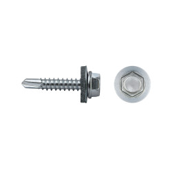 Tornillo 7301 punta broca cabeza hexagonal Ø 6,3x25 mm Arandela de EPDM Ø19 cincado