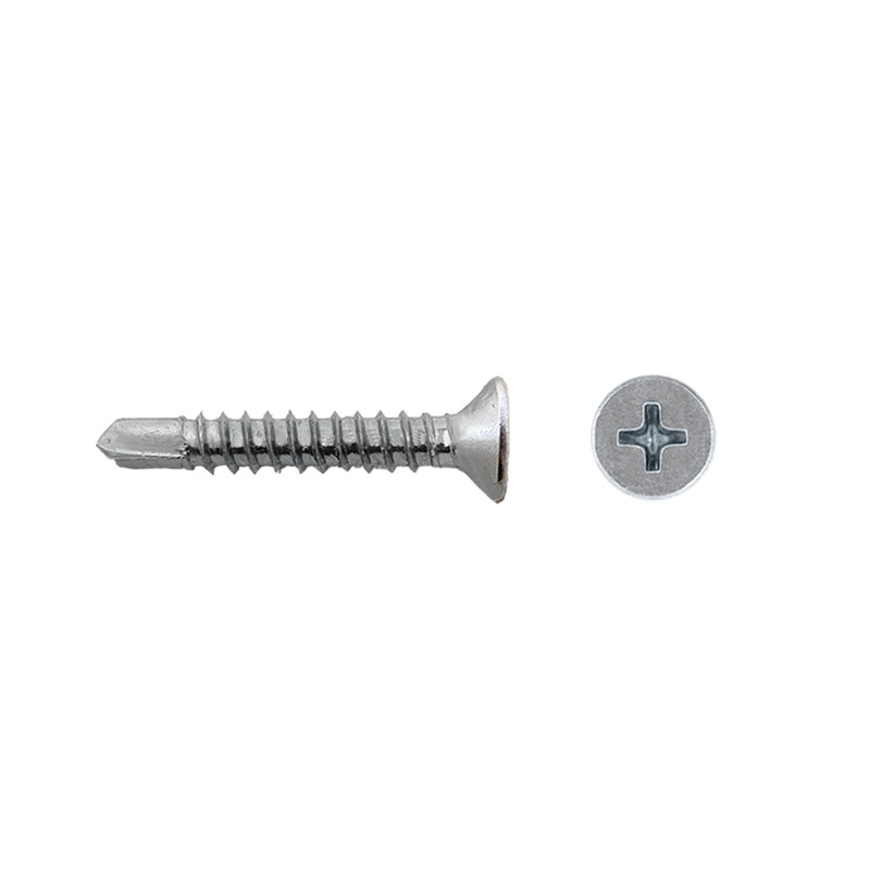 Tornillo para PVC, rosca chapa, punta broca, 3,9x25, sin estrias, cincado, PH2, 500 un