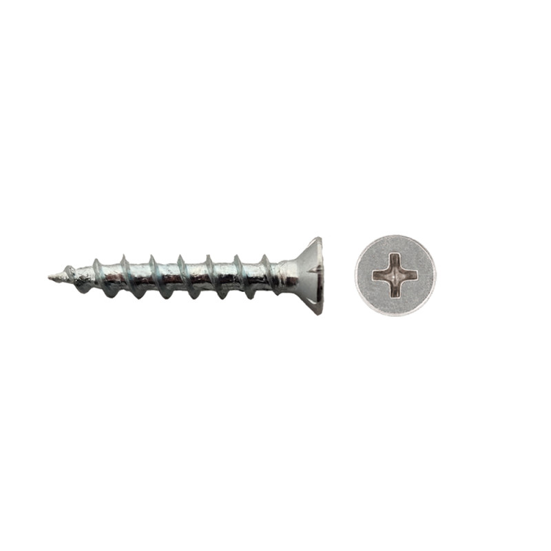 Tornillo para PVC, rosca plástico, punta S, 4,1x38, cincado, PH2, 500 un