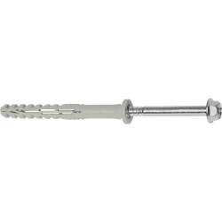 Taco largo multimaterial MFR FB 8-80 SSKS, con valona ancha, tornillo hexagonal con arandela, cincado