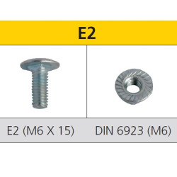 Tornillo métrico cabeza cuello bajo M6x15 + tuerca DIN 6923 M6 cincado