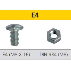 Tornillo métrico cabeza cuello especial M8x16 + tuerca DIN 934 M8 cincado