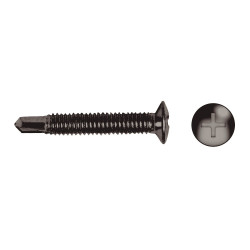 Tornillo HM punta broca cabeza gota de sebo impronta PH Ø4x19 cincado negro