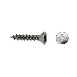 Tornillo BC bisagra cazoleta rosca madera cabeza gota sebo impronta PZ Ø4x20 mm Niquelado