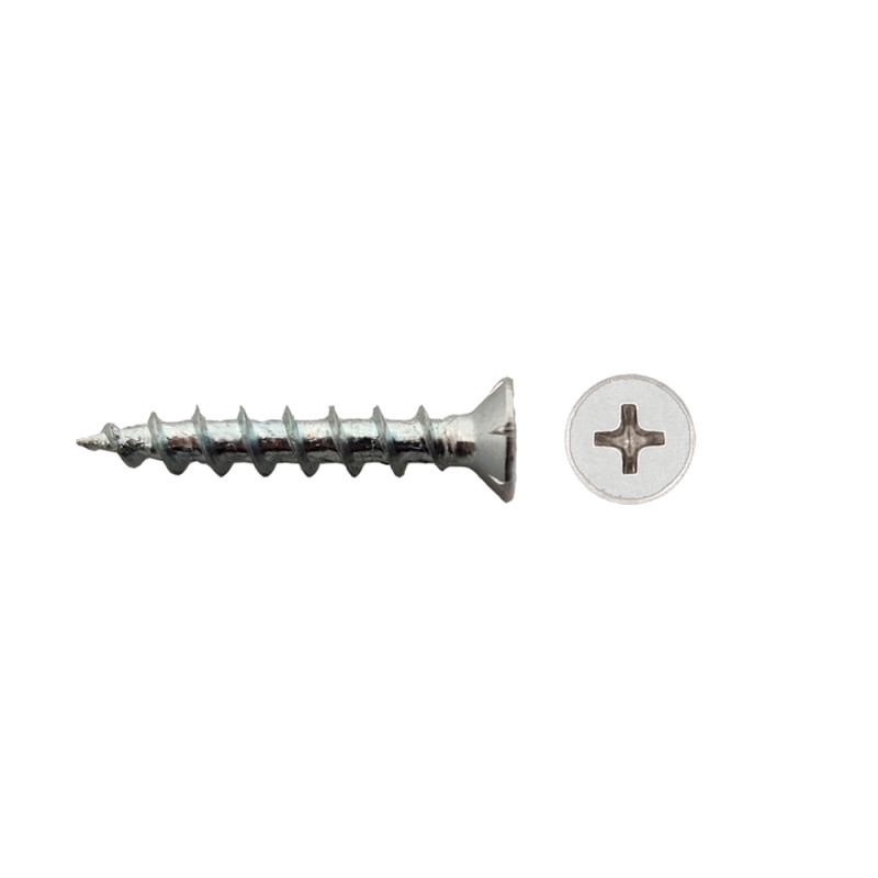 Tornillo para PVC, rosca plástico, punta S, 4,1x25, lacado blanco, PH2, 500 un