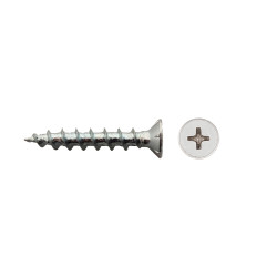 Tornillo para PVC, rosca plástico, punta S, 4,1x38, lacado blanco, PH2, 500 un