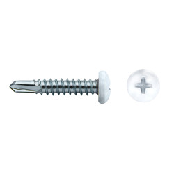 Tornillo DIN 7504N punta broca cabeza alomada impronta PH Ø4,2x16 mm Lacado blanco