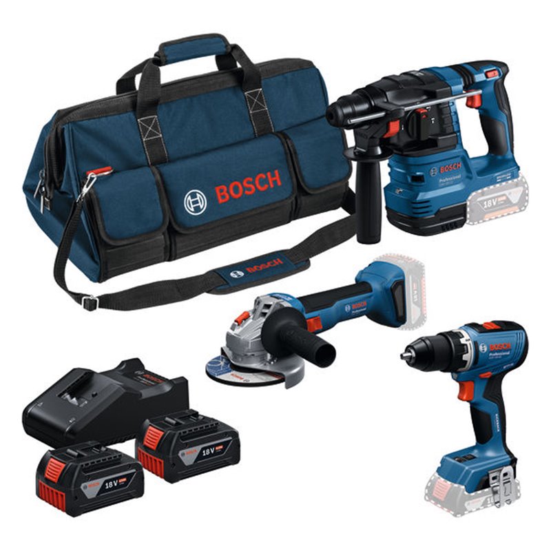 Kit de 3 herramientas de 18V GSR + GWS + GBH + 2 x GBA 18V 4.0 Ah + GAL 18V-40 Professional