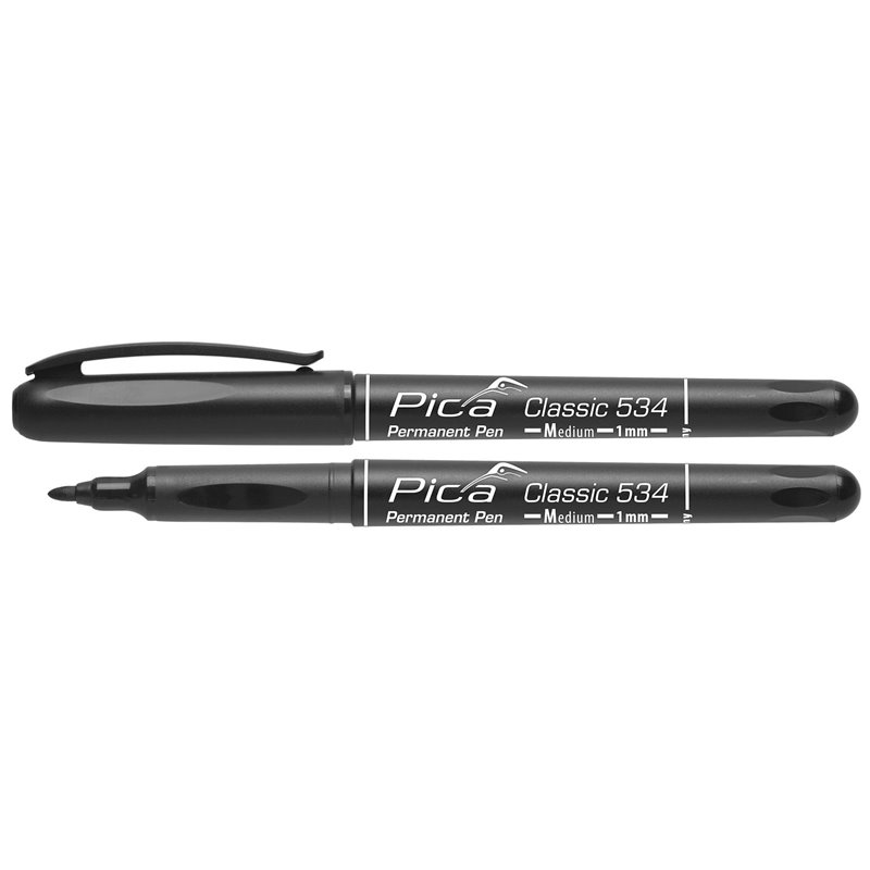 Estuche con 4 marcadores permanentes punta tipo bala medio (Azul+Rojo+Negro+Blanco)