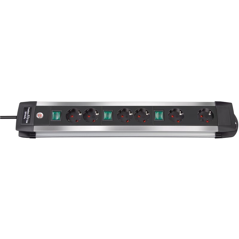Base múltiple Premium-Alu-Line Technics con 2 y 3 interruptores (12 tomas)