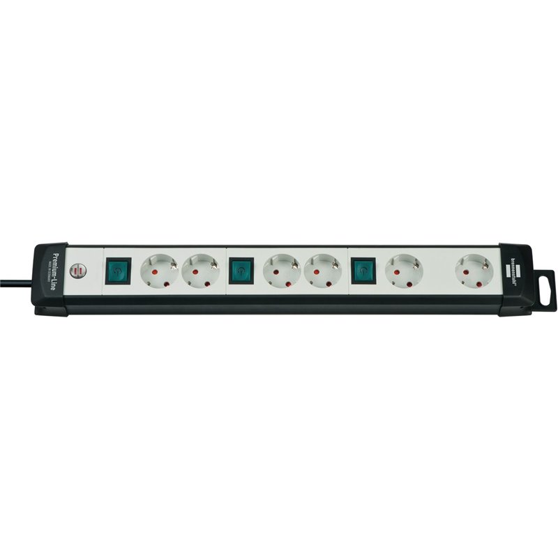 Base múltiple Premium-Line Technics con varios interruptores y disposición especial de los enchufes (8 tomas)