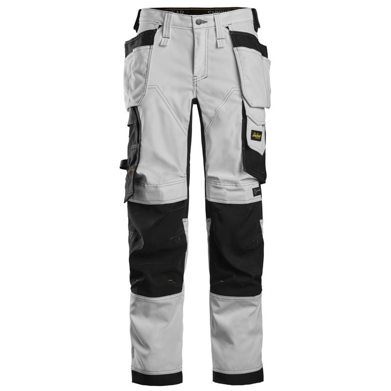 6247 Pantalones largos de trabajo elasticos mujer blosillos flotantes AllroundWork color blanco/ negro talla 124