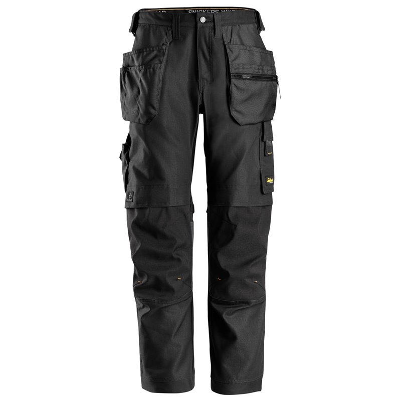 6224 Pantalones largos de trabajo elásticos con bolsillos flotantes Canvas+ AllroundWork negro talla 146