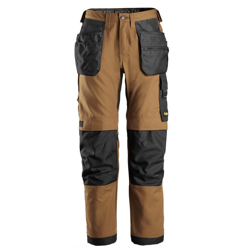 6224 Pantalones largos de trabajo elásticos con bolsillos flotantes Canvas+ AllroundWork marron-negro talla 156