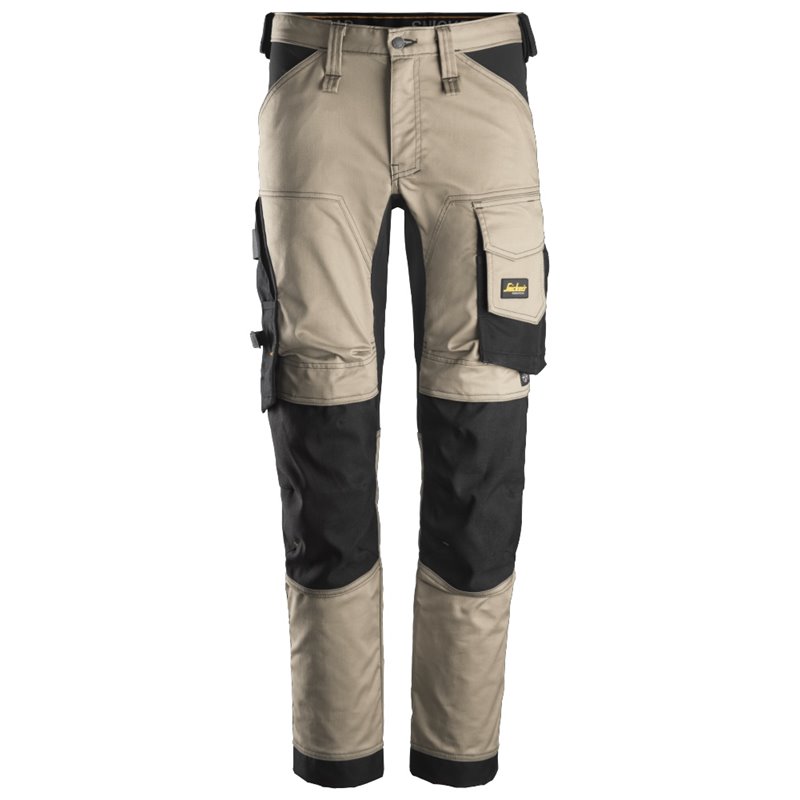 6341 Pantalones largos de trabajo elásticos AllroundWork beige-negro talla 250