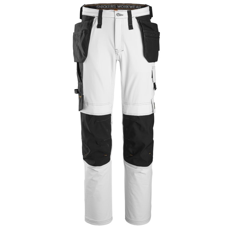 6271 Pantalones largos de trabajo elásticos completos con bolsillos flotantes AllroundWork blanco-negro talla 212