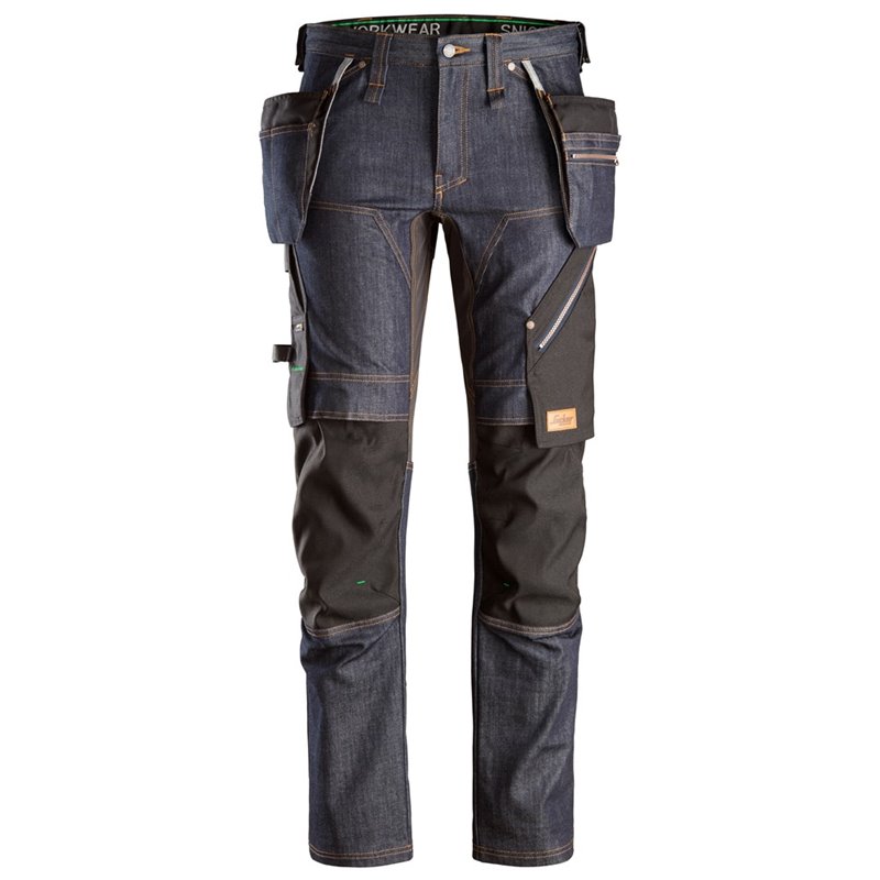 6955 Pantalones largos de trabajo vaqueros con bolsillos flotantes FlexiWork vaquero-negro talla 46