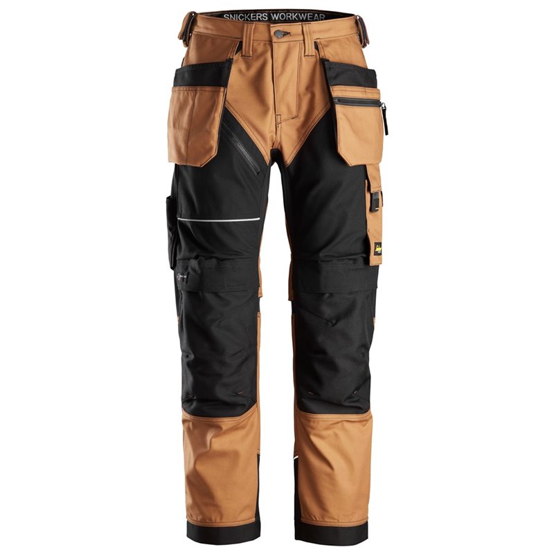6214 Pantalones largos de trabajo con bolsillos flotantes Canvas+ RuffWork marron-negro talla 88