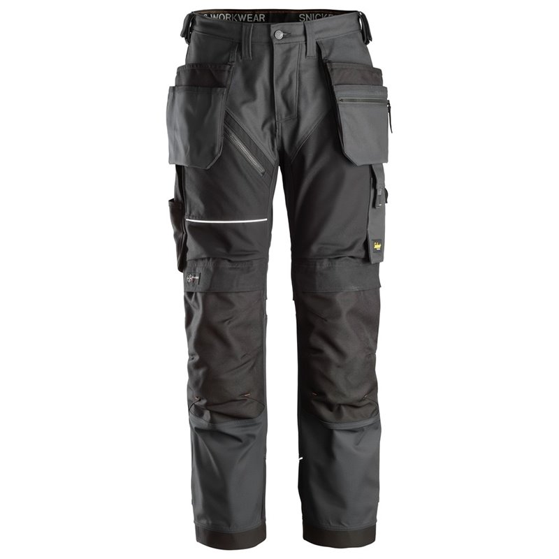 6214 Pantalones largos de trabajo con bolsillos flotantes Canvas+ RuffWork gris acero-negro talla 258