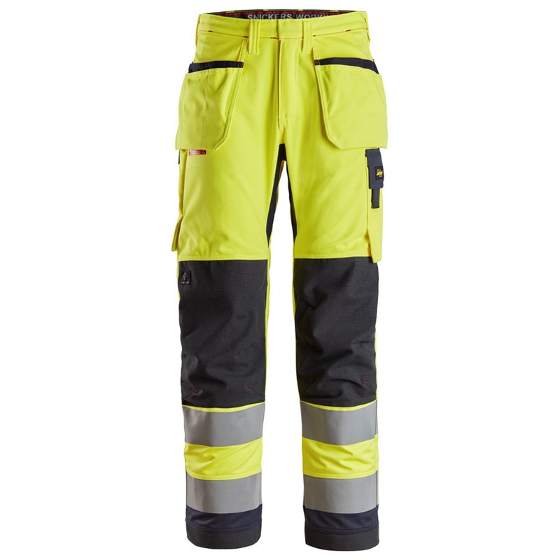 6260 Pantalones largos de trabajo de alta visibilidad clase 2 con bolsillos flotantes ProtecWork amarillo-azul marino talla 104